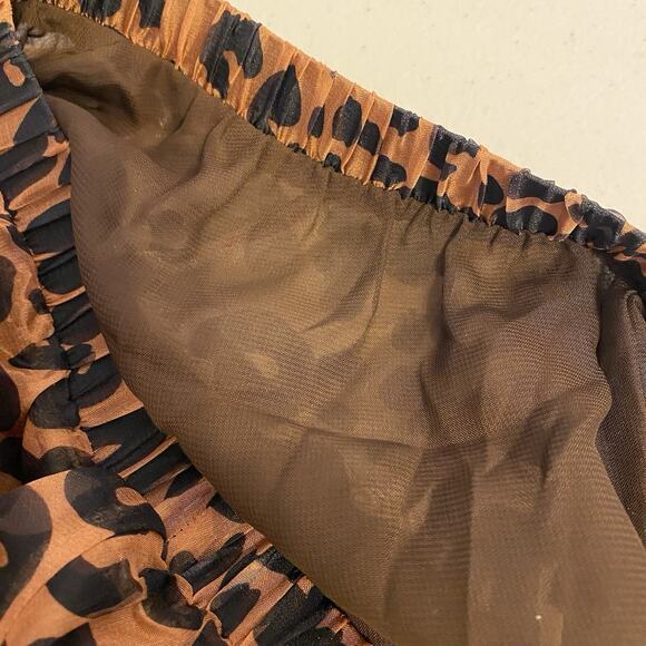 L'VOW Women's M Leopard Print Boho Maxi Skirt Flowy Animal Print Long 100% Silk - Picture 7 of 7